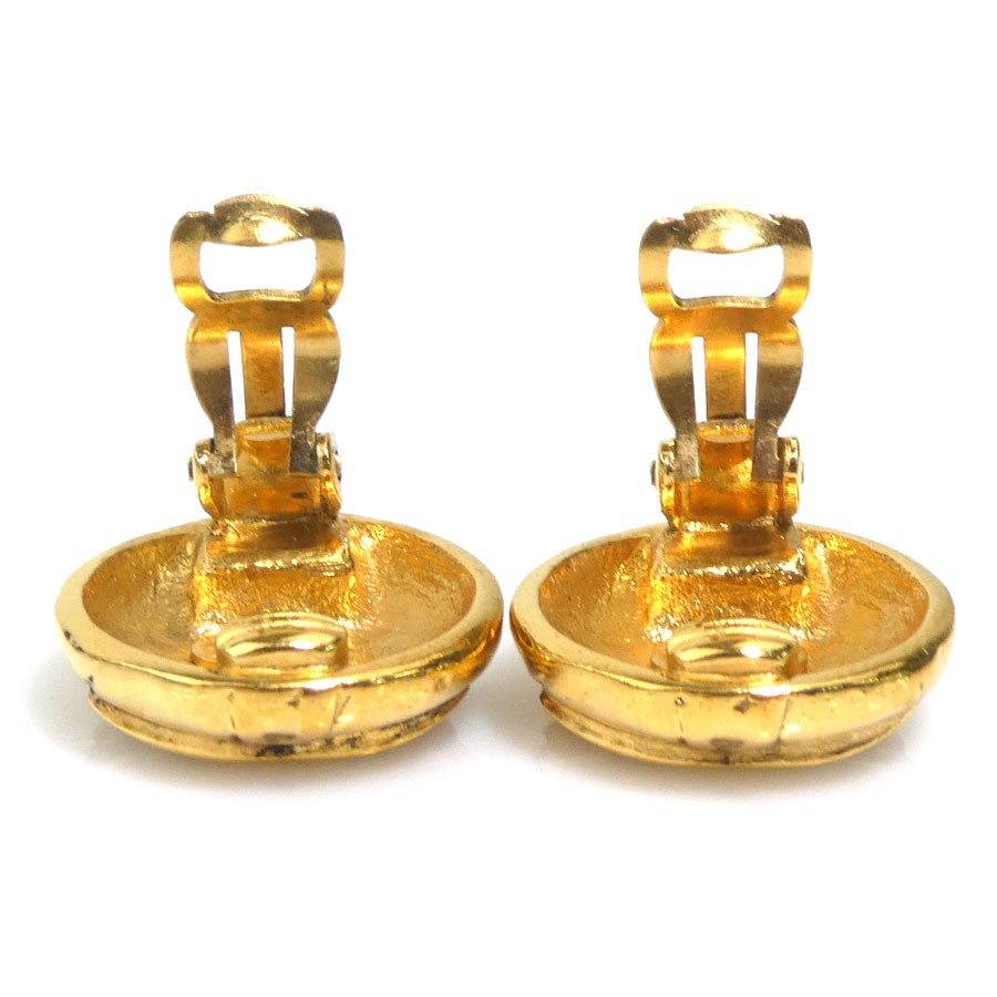 Auth CHANEL Vintage CC Logo Earrings Gold Metal – e62014i