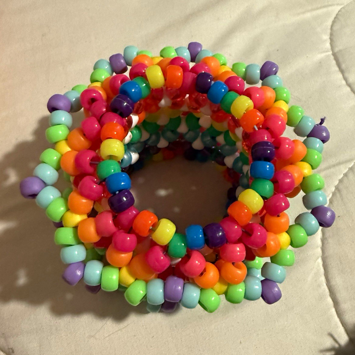 Multicolor Kandi Round Beaded Stretch Bracelet Slip-On No Clasp