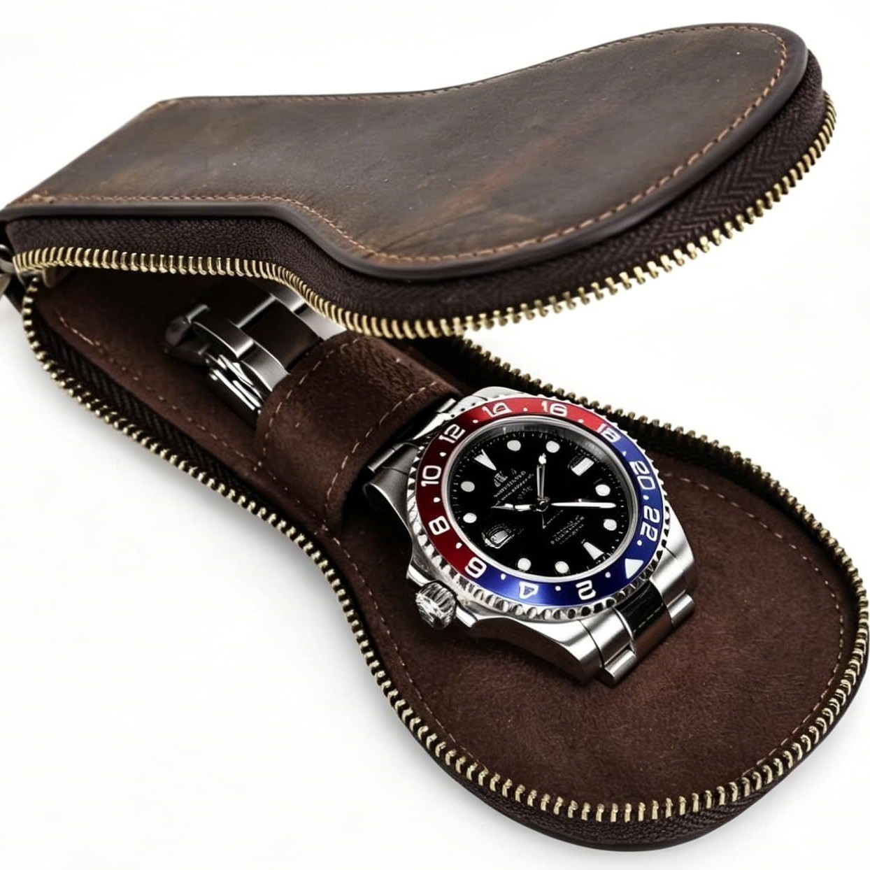 Single Watch Pouch Zipper Leather Travel Case Storage Organiser Bag Box Luxury