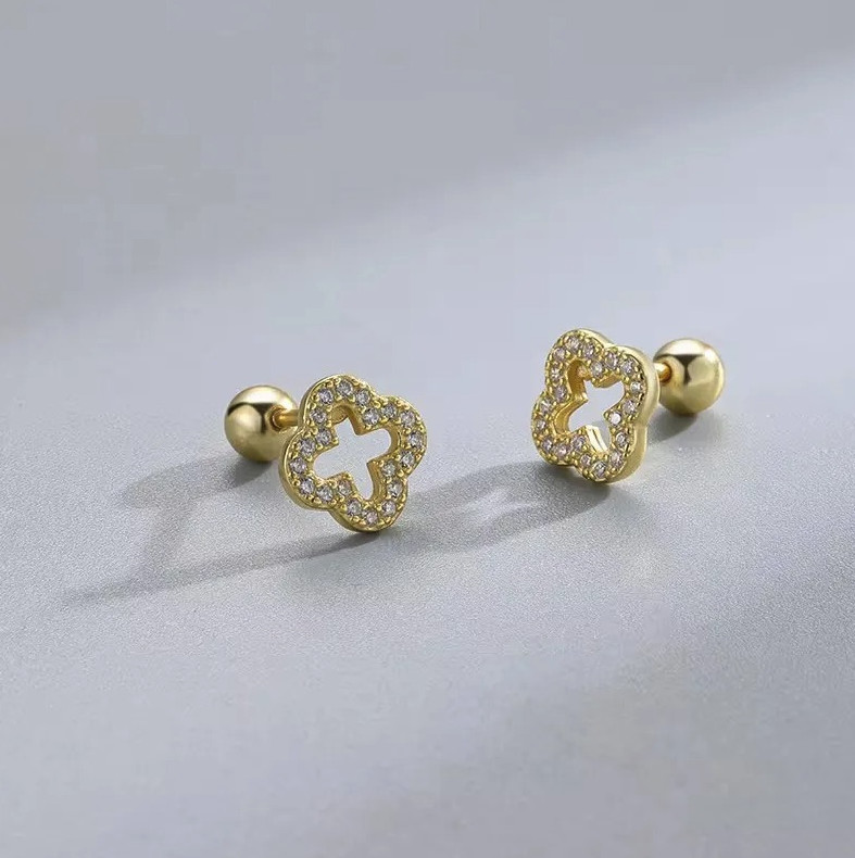 1 Pair Heart Stud Earrings for Women Hypoallergenic Screw Back Cartilage Jewelry