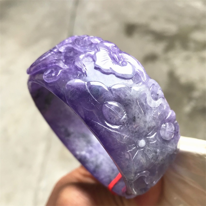 61MM Natural Icy Lavender Jadeite Jade Bracelet Burma Jadeite Jade Bangle