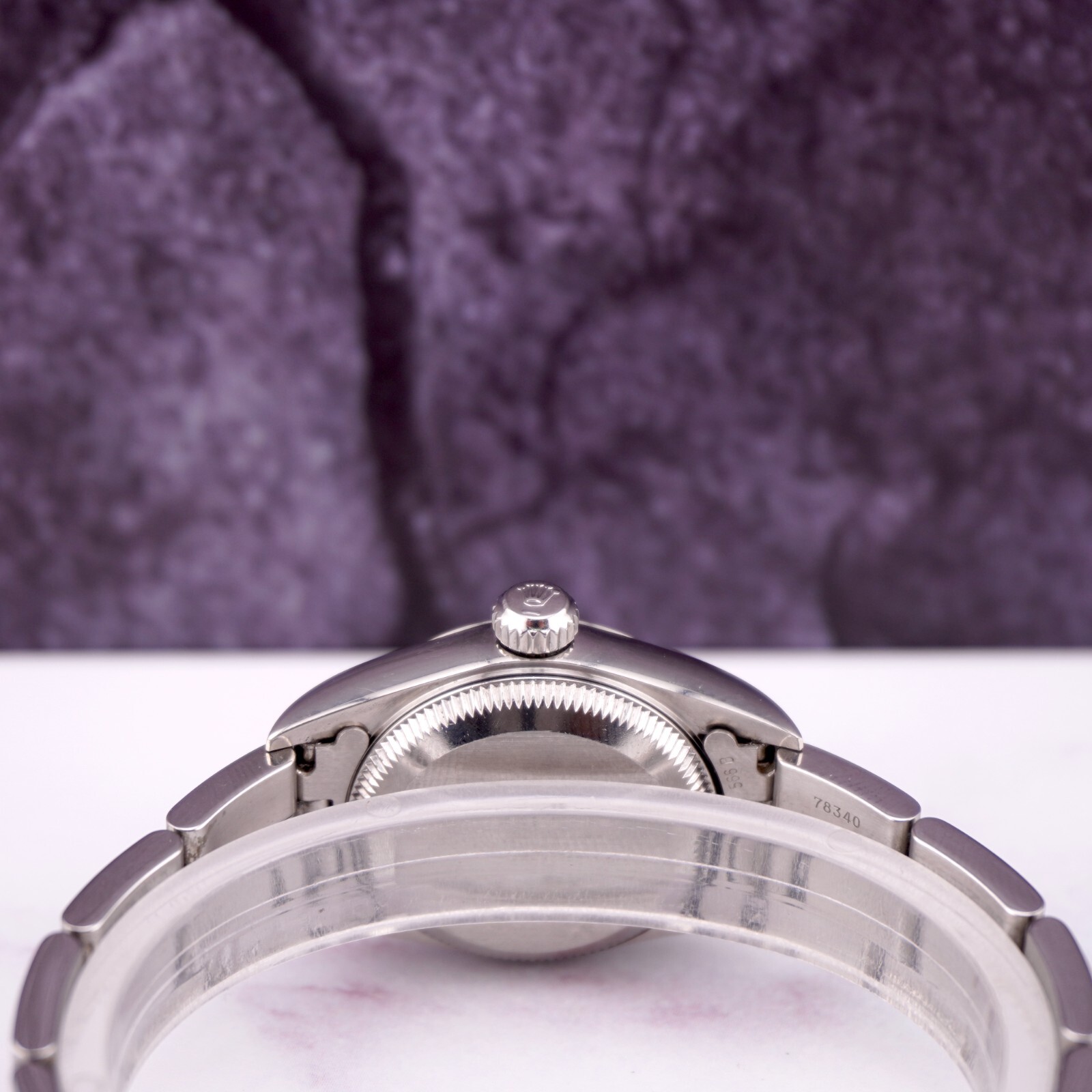 Rolex Oyster Perpetual 25mm Steel White MOP Diamond Smooth Oyster Ladies Watch