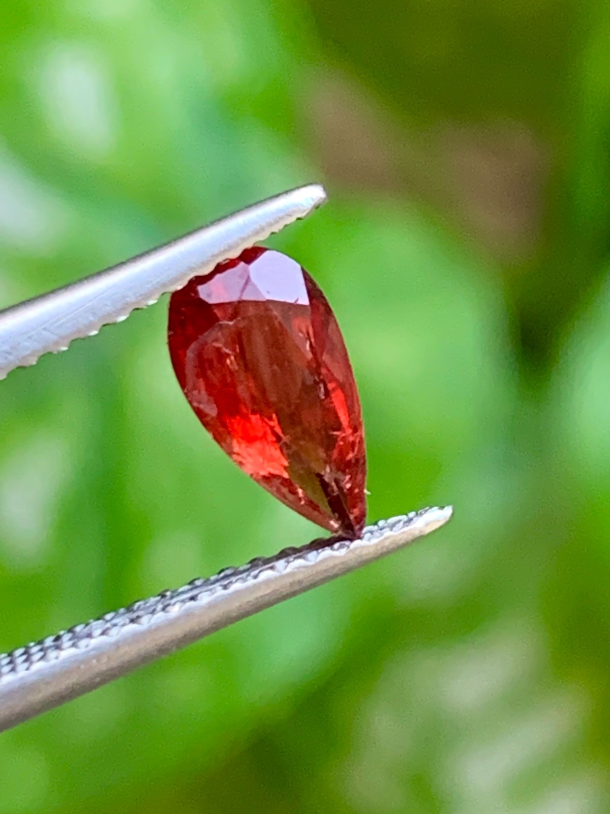 Rare Pigeon Blood Red Oregon Sunstone 0.75 Crt Pear Faceted Loose Feldspar Gem