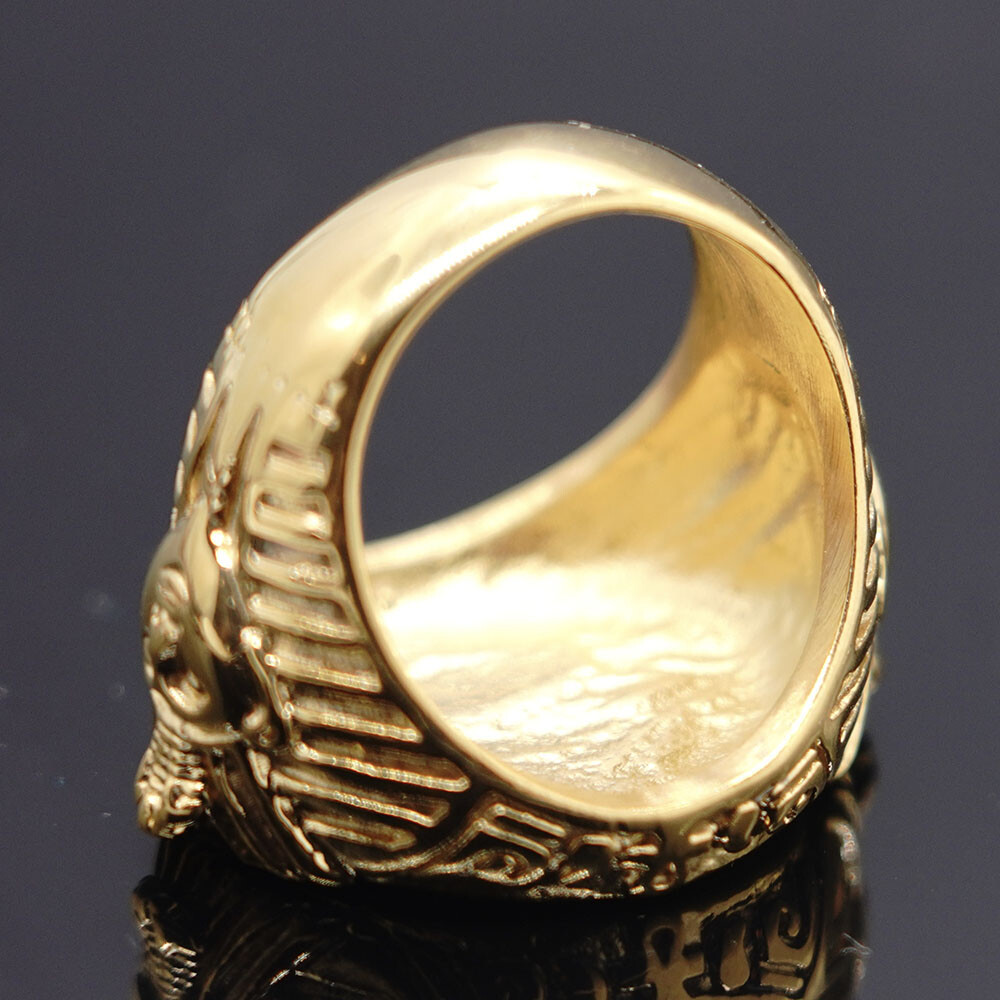 MENDEL Gold Plated Mens Hip Hop Egyptian Pharaoh King Tut Eye Of Horus Ring Men