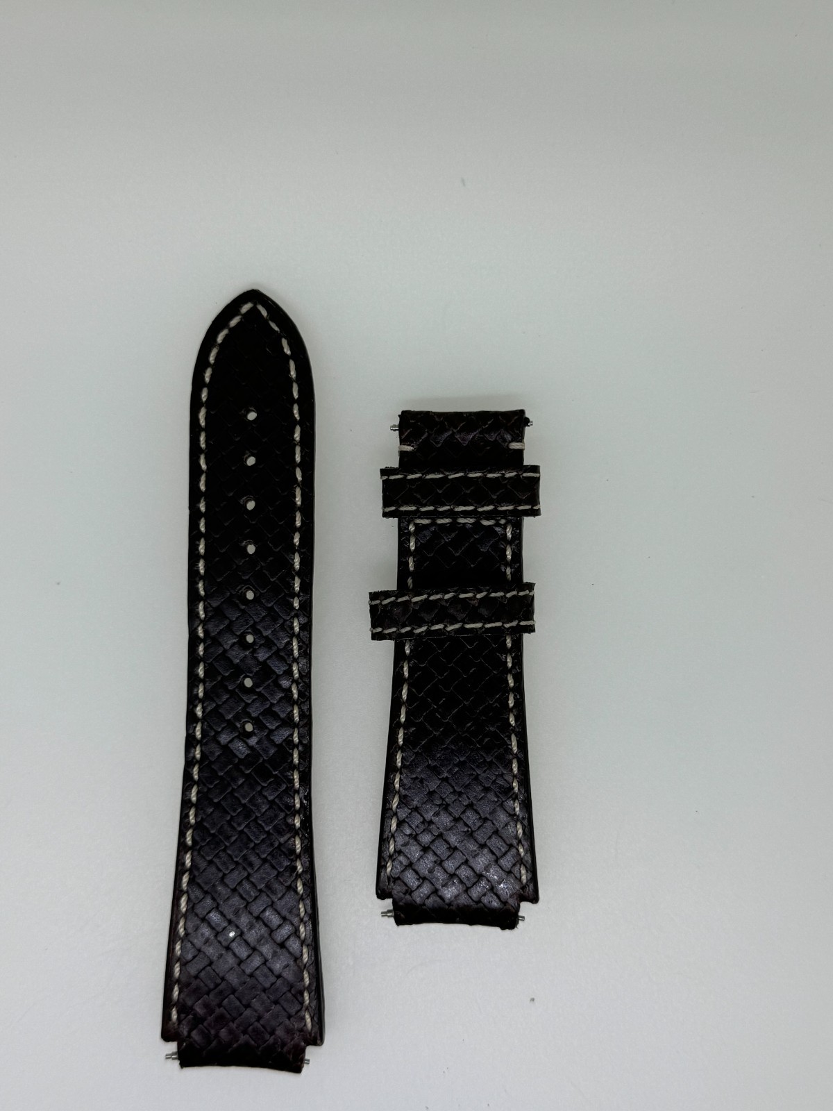 KRIEGER Gigantium 20mm Lug Dark Brown Leather with white thread Watch Band Strap