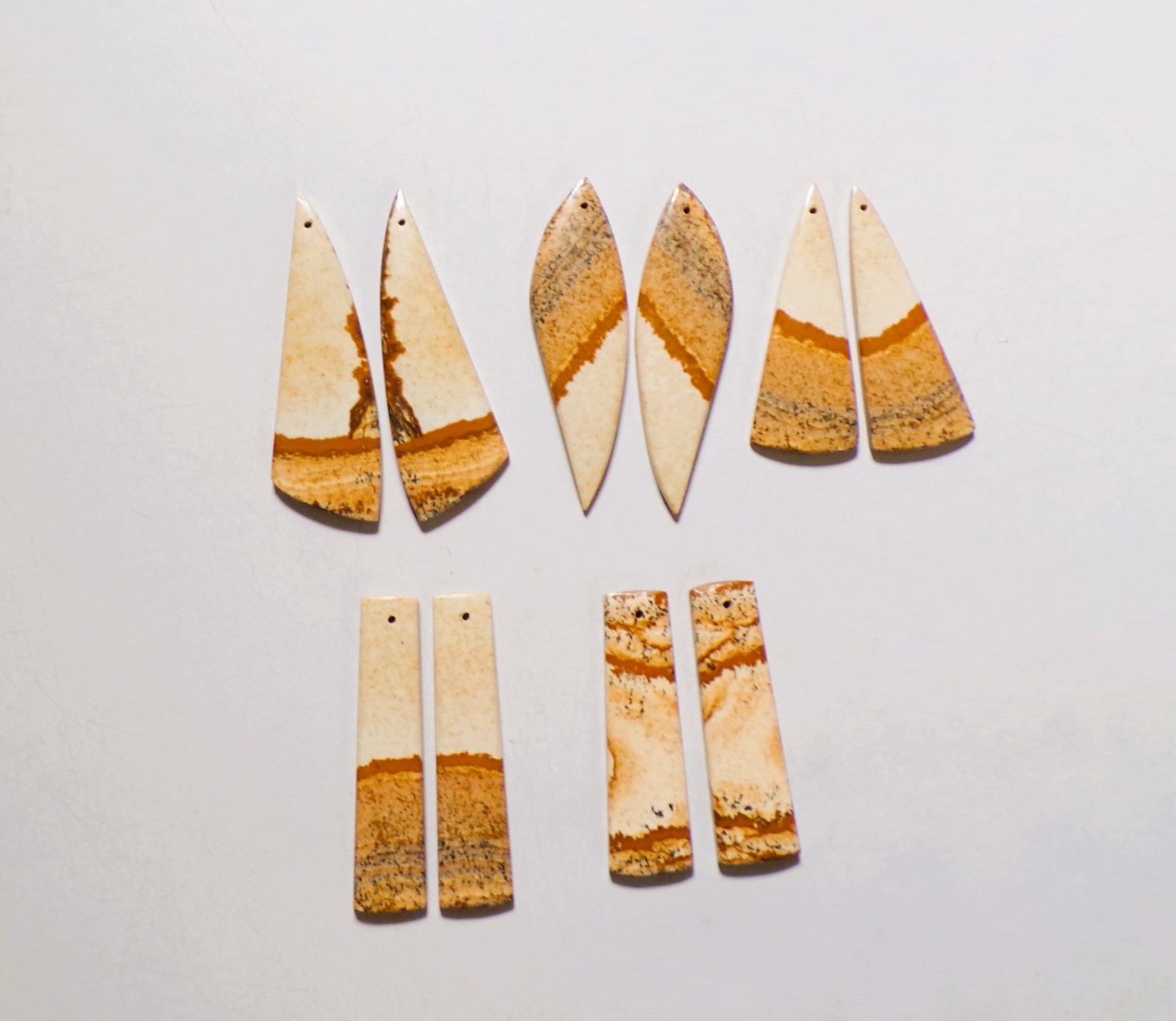 222.80 Cts Natural Picture Jasper Drilled Pair 05 Lot Loose Cabochon Gemstone 04