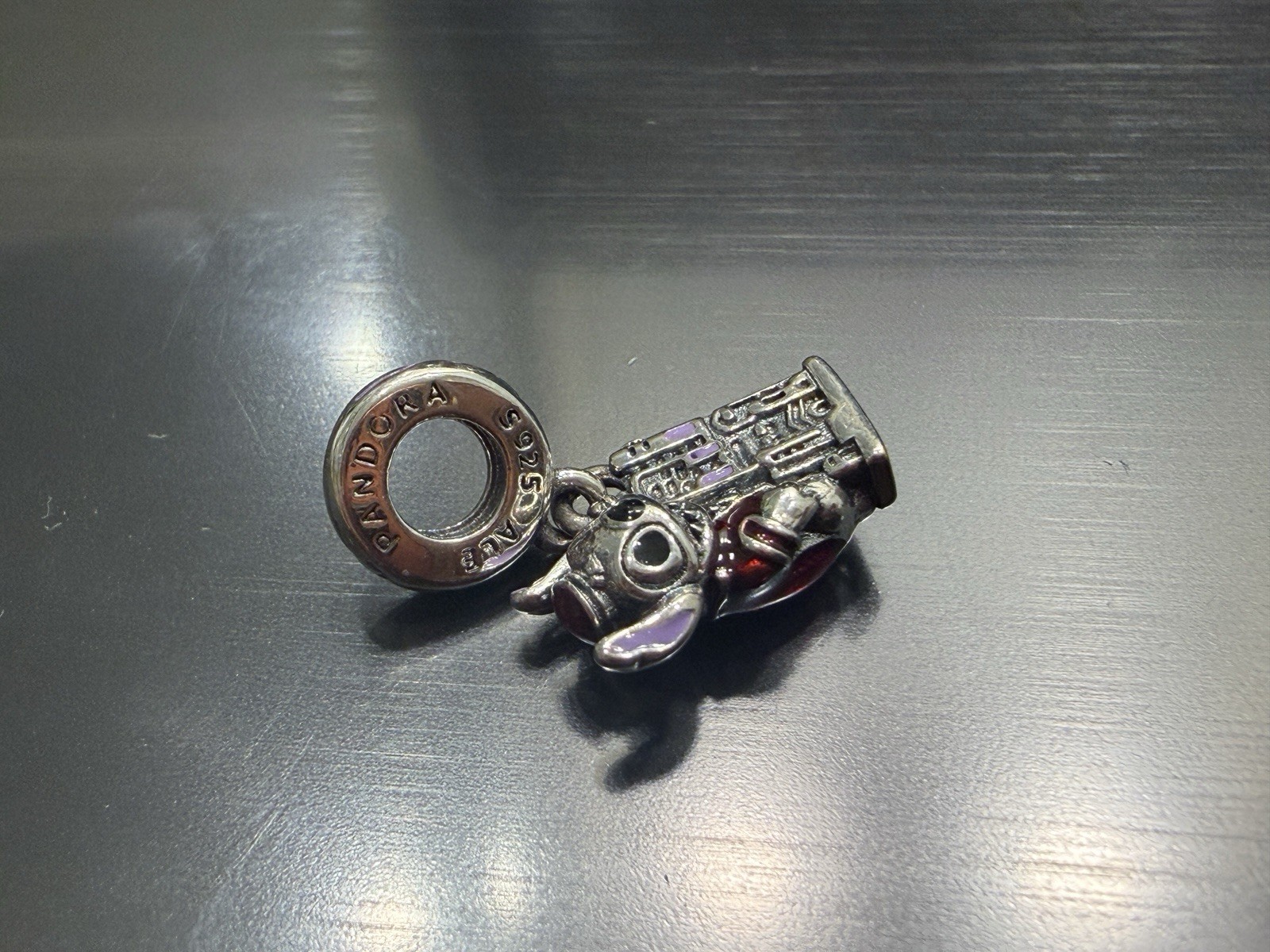 Genuine Pandora Silver Disney Paris Stitch Hollywood Tower Hotel Dangle CZ Charm