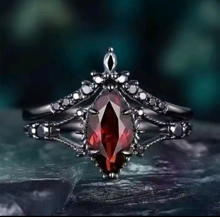 Enchanting Red Black Couple Ring His/Her Made for Lovers Valentine’s Day Edition