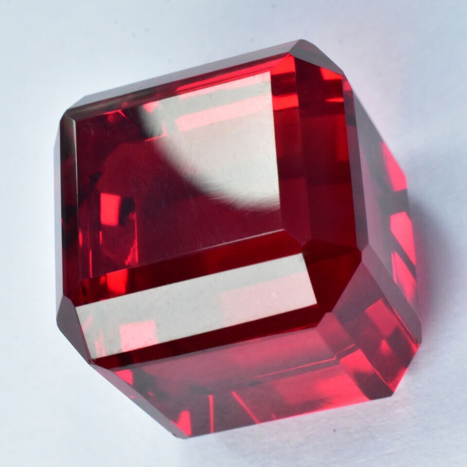 100 Ct+ Extremely Rare Lab-Created Ruby Red CERTIFIED Loose Gemstone Cube Cut