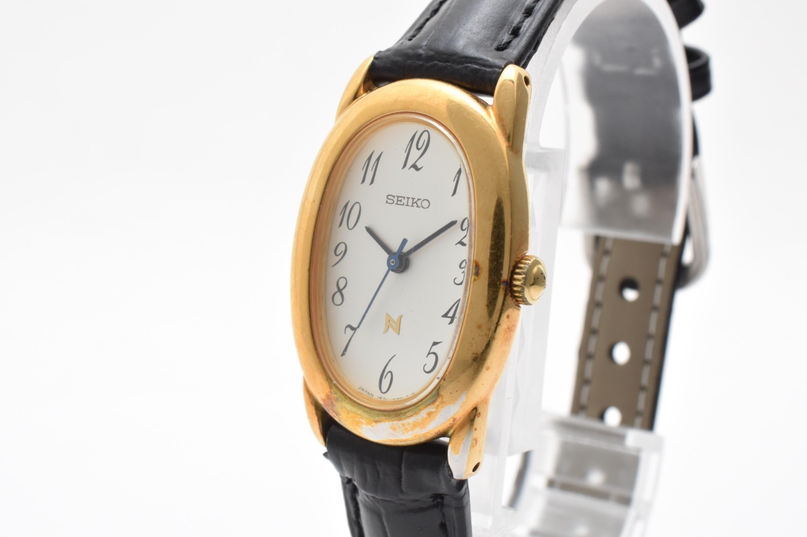 [Exc+5] Seiko Noie 1F21-5B70 Gold Oval Dial Quartz Women’s Watch 21mm Japan