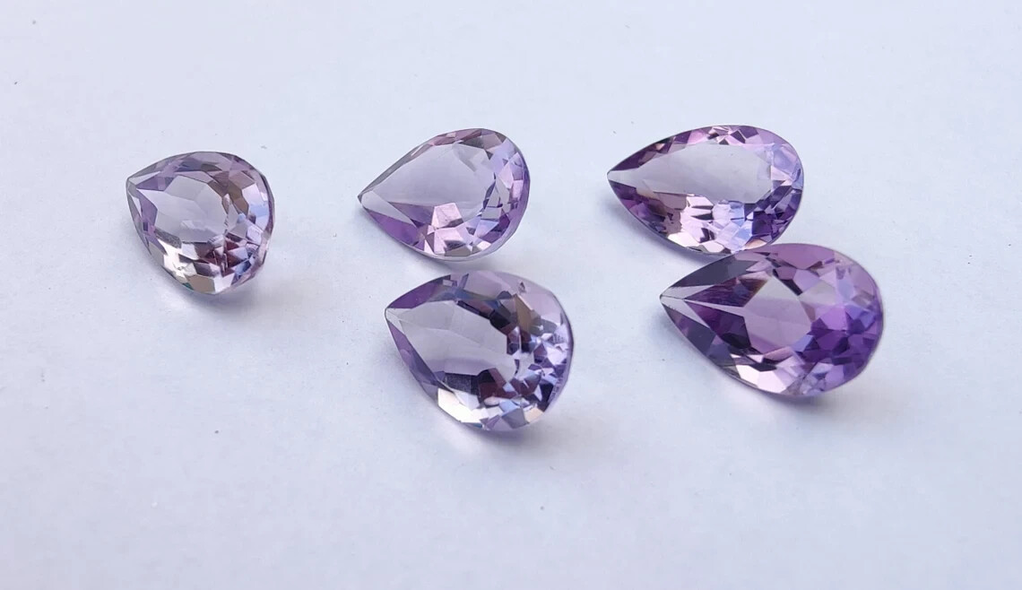 Top Quality Natural Amethyst Pear Shape Faceted Gemstone 3x5mm-18x25mm