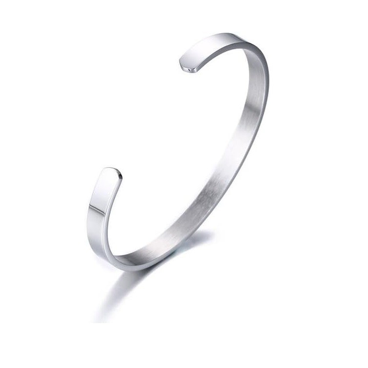Stainless Steel Mens Cuff Bracelet 6mm Cool Open Metal Cuff Bangle Men Women USA