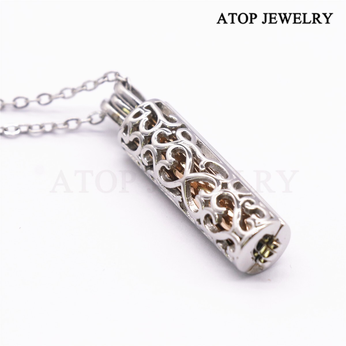 NEW Urn Necklace For Ashes Carved cylinder Cremation Pendant Memorial Jewelry