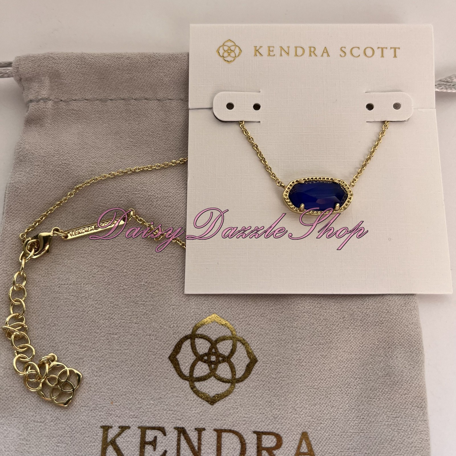 ✨Kendra Scott Elisa Pendant Necklace Cobalt Cats Eye Blue Gold September New 💙