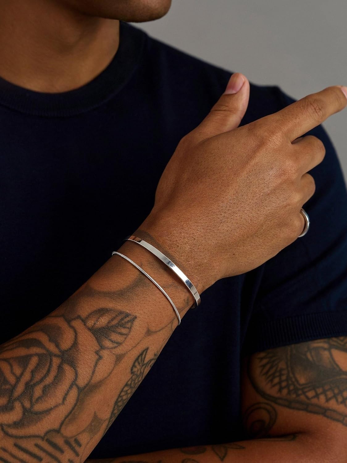 Stylish Silver Snake Chain Bracelet Set for Men – Comfortable Everyday Use