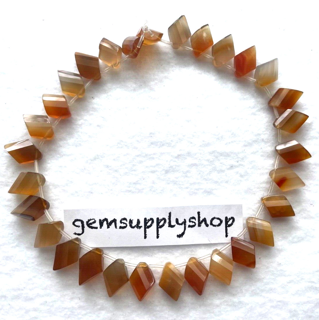 ONE 15″ STRAND OF GENUINE FACETED KITE SHAPE CARNELIAN 19X13M BELOW WHOLESALE!!!