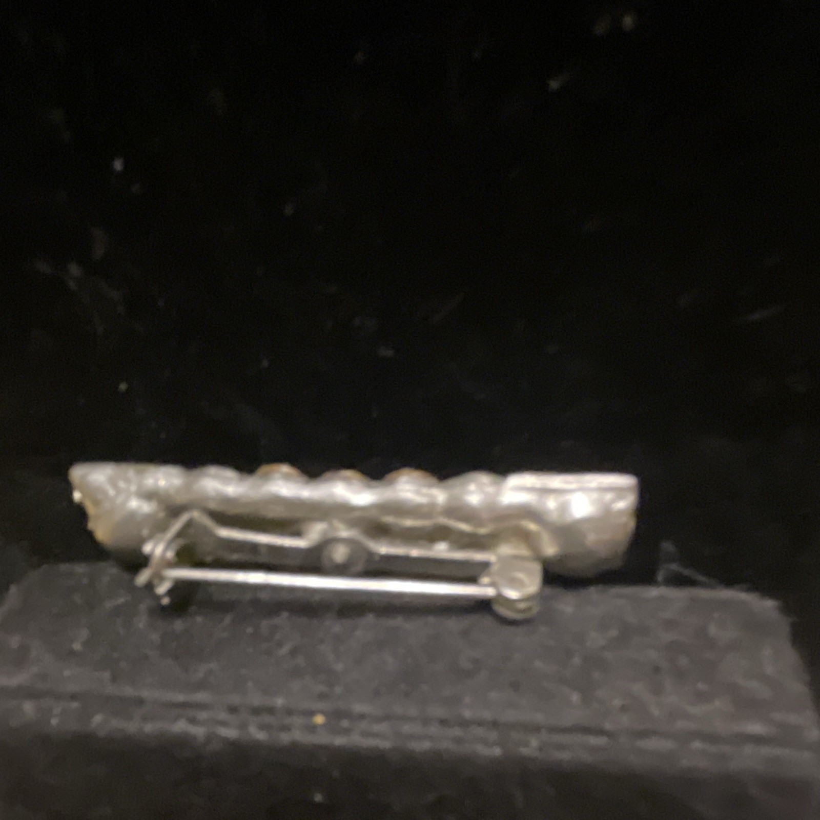 Vintage Silver Tone Bar Brooch Pin w/ Clear White Crystal Rhinestones 1.5”