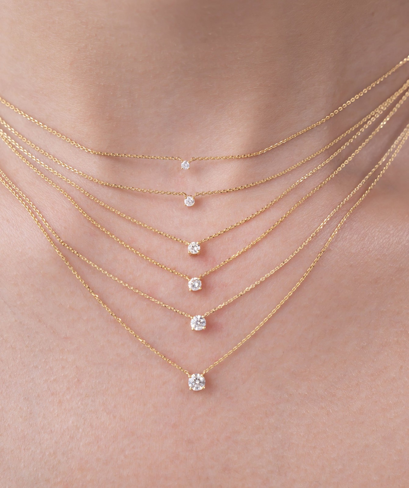 14K Gold Round Lab Grown Diamond Minimalist Solitaire Pendant Necklace For Woman
