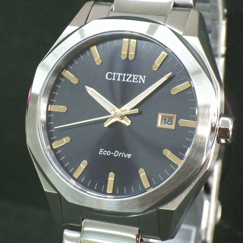 New CITIZEN Collection BM7620 83E Eco Drive Solar Watch Black Dial Octagonal Men