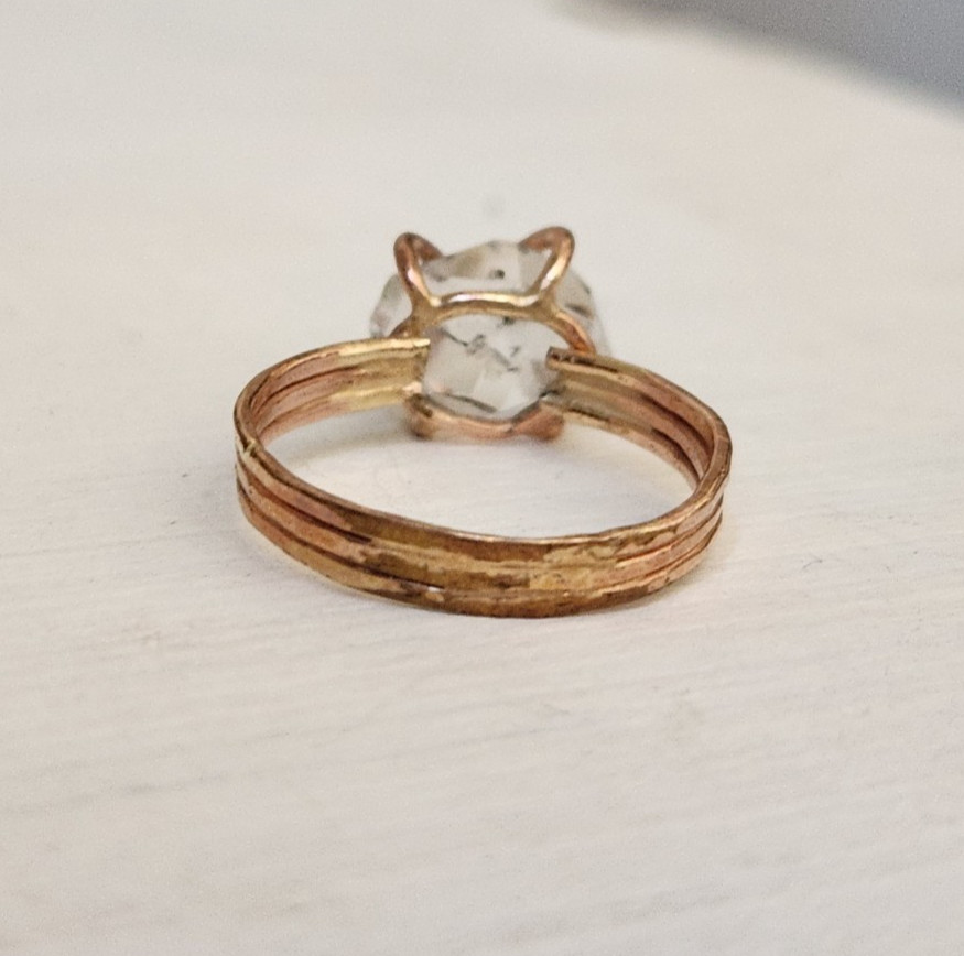 Herkimer Diamond Ring 14k Rose Gold Filled Engagement Ring US 8