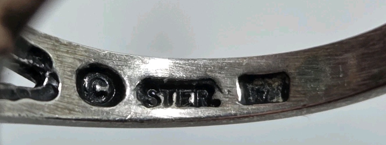Wheeler Manufacturing Co. 925 Sterling Silver Ring Rose & Leaves Etched SZ 6.75