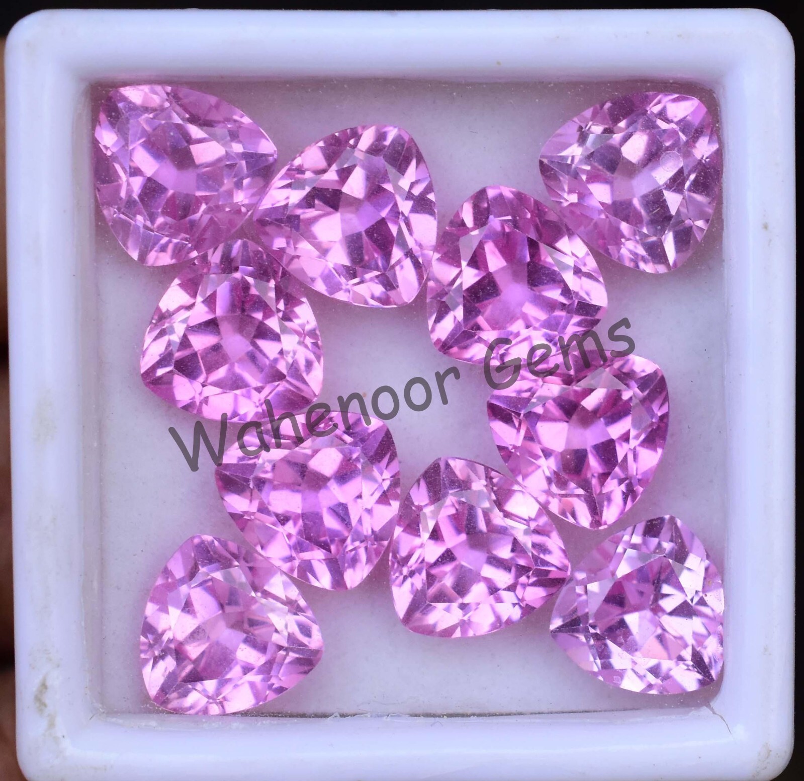 Natural Mogok Pink Ruby Trillion 7.00mm CERTIFIED 10 Pcs Loose Gemstone