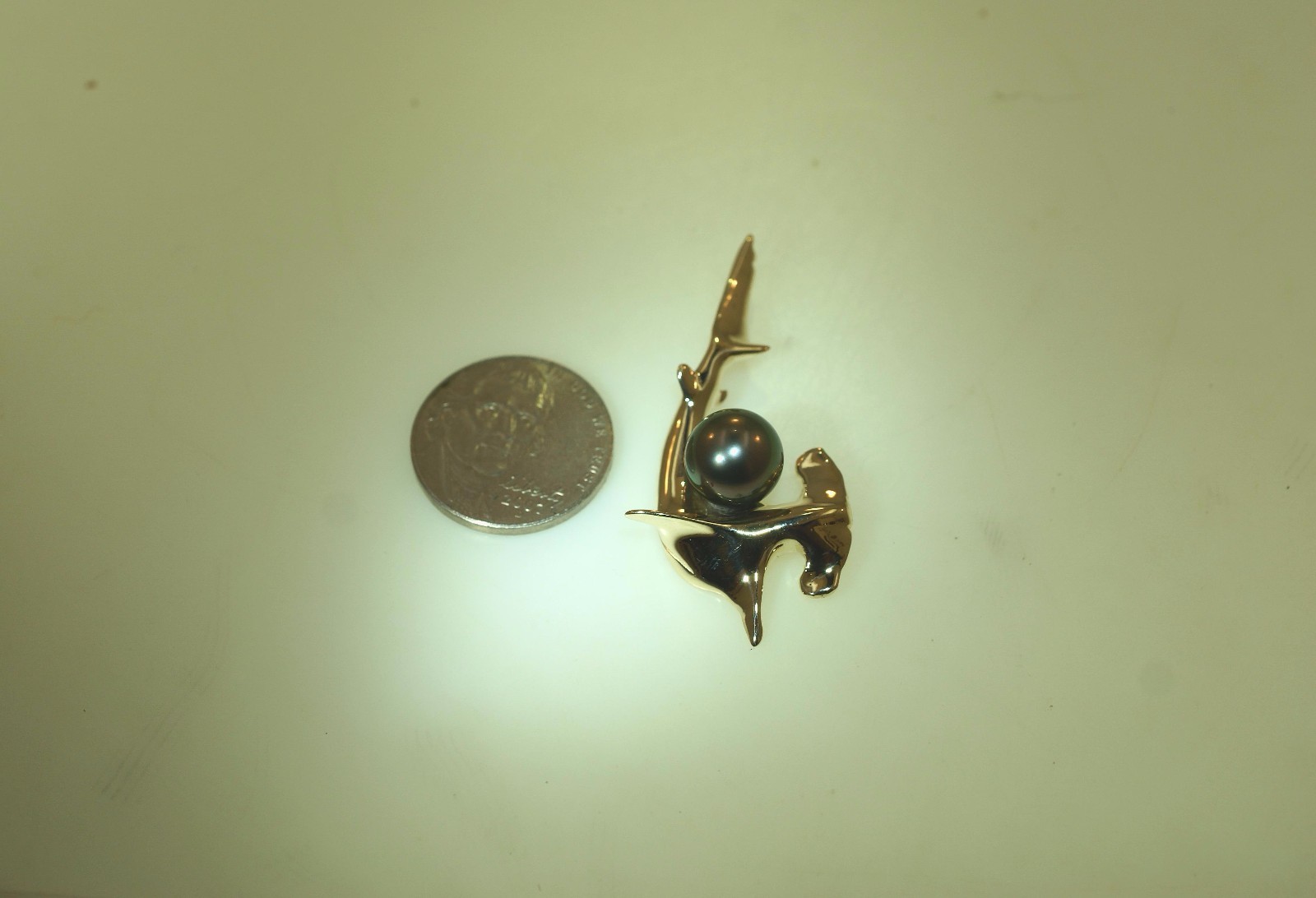 HAWAIIAN 14K YELLOW GOLD 10.1MM TAHITIAN HIGH DETAIL HAMMERHEAD SHARK PENDANT #2