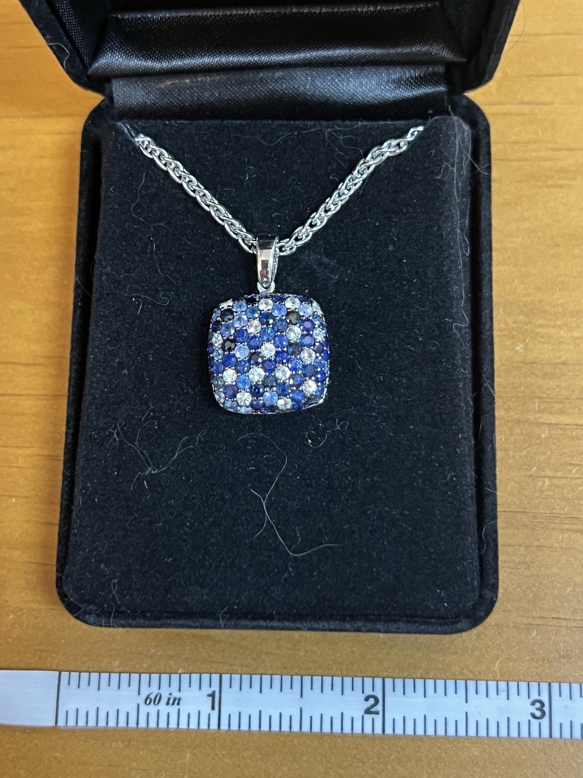 Effy Blue Splash Sapphire Sterling Silver Pendant Necklace Wheat Chain