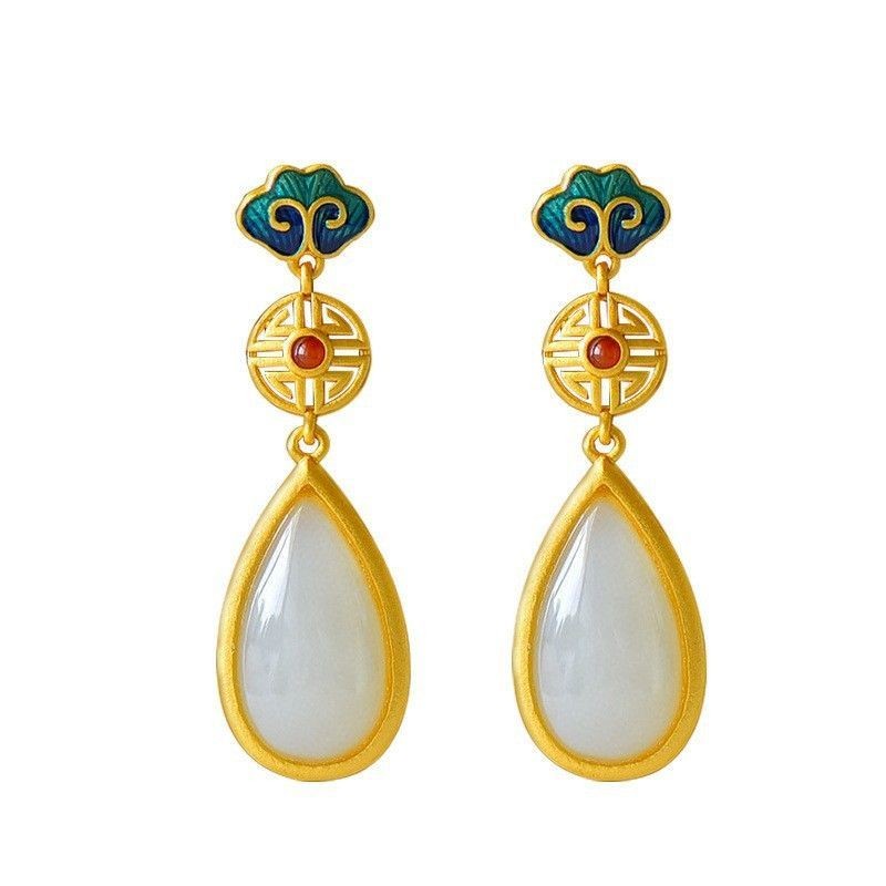 New Enamel Cloisonne Earrings Chinese for Qipao Women
