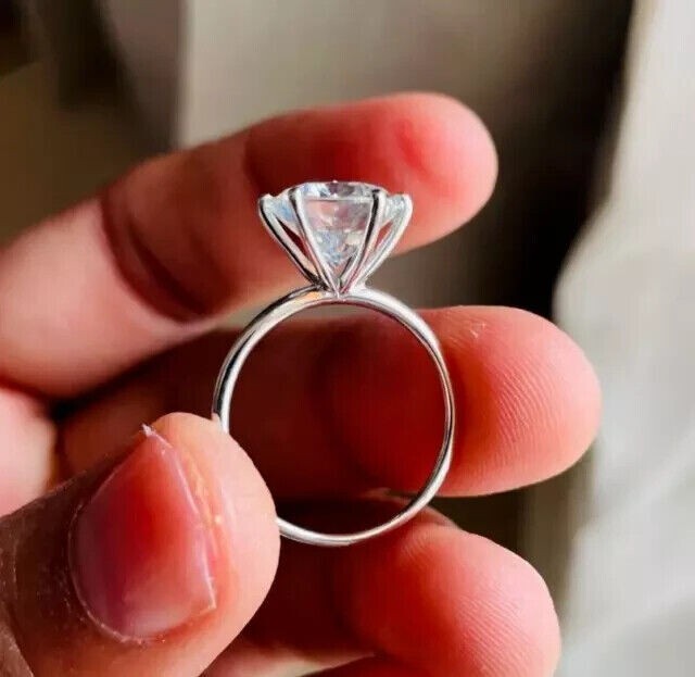 1.00 CT Round Cut EF VSSI Lab Grown Diamond Women Solitaire Ring 14K White Gold
