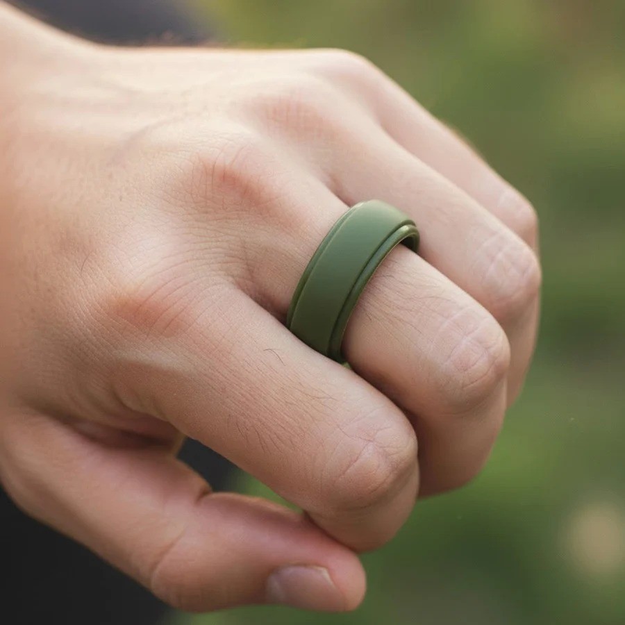 4 Pack Men’S Silicone Wedding Bands, 8Mm Wide Rubber Rings for Workout Sports, C
