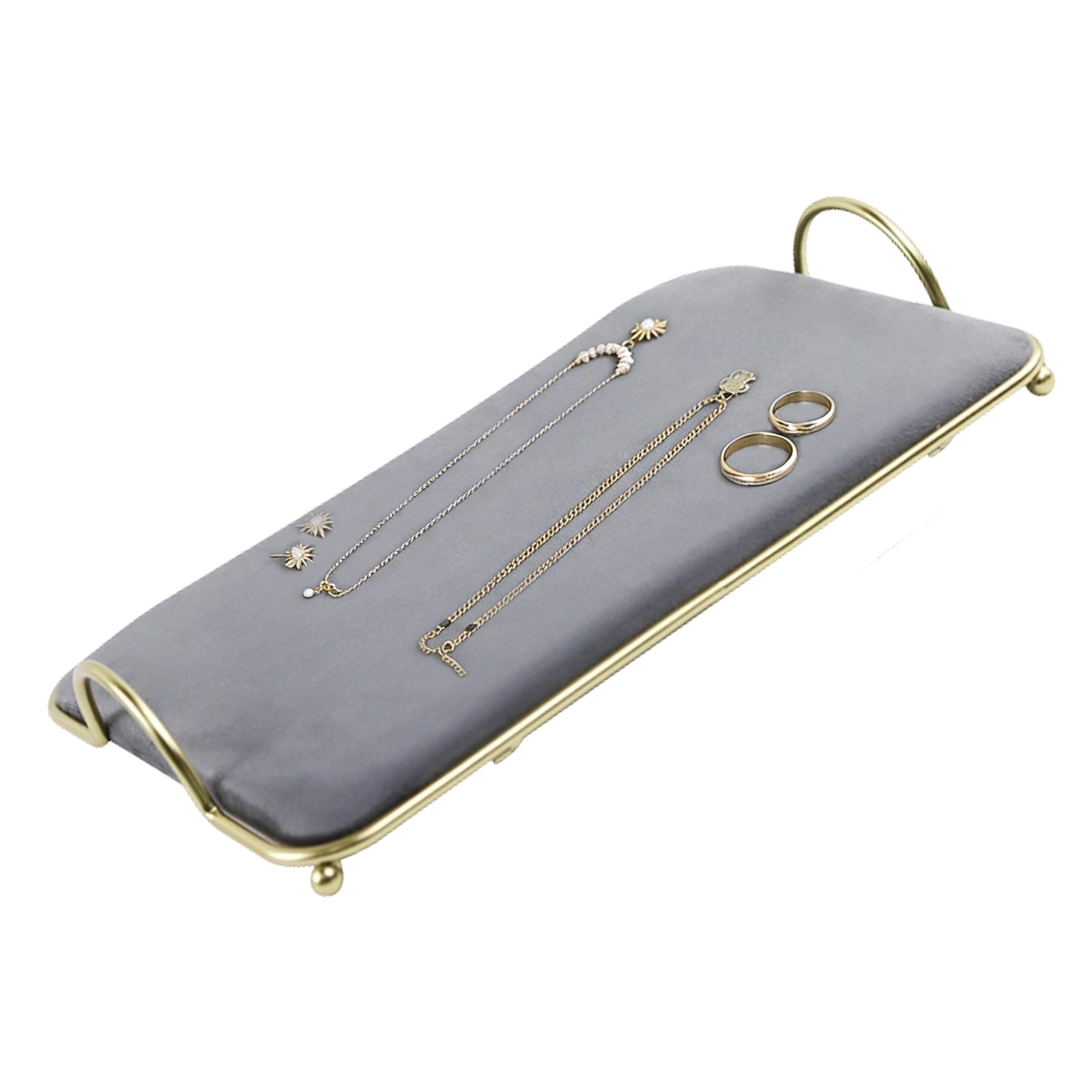 Jewelry Pendant Display Showcase Tray Flannelette Jewelry Storage Tray Gray