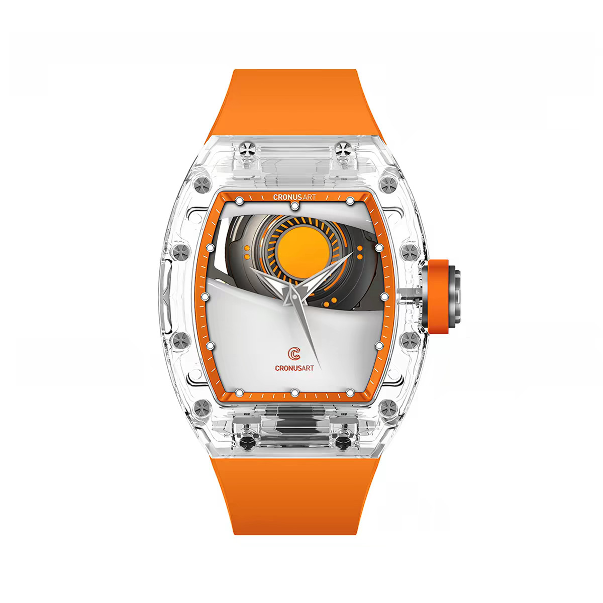 CRONUSART Men Automatic Watch Mechanical Wristwatch Acrylic Case Mars Eye Dial