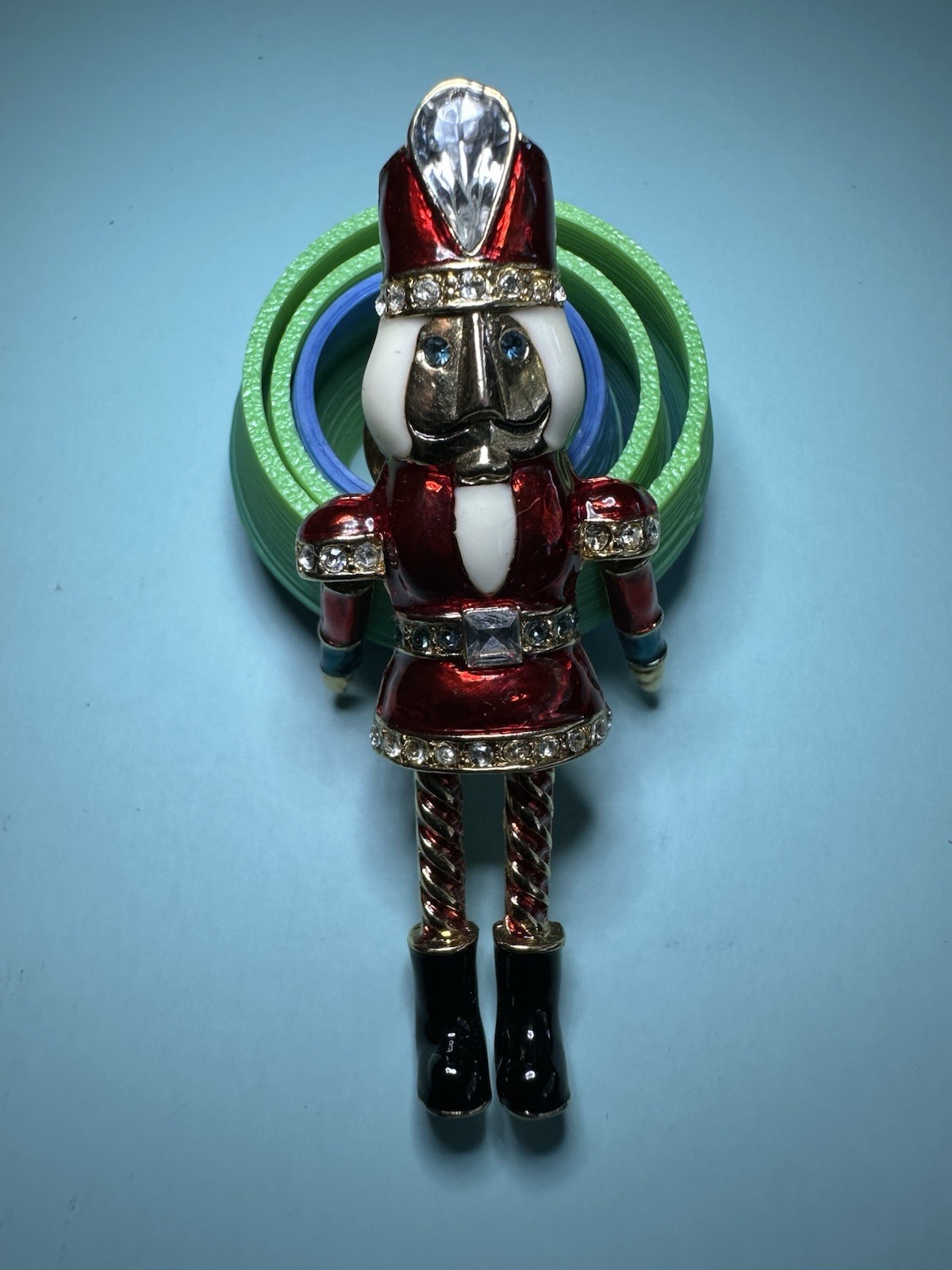 Vintage Avon Articulated Brooch Pin Nutcracker Toy Soldier Rhinestone Enamel