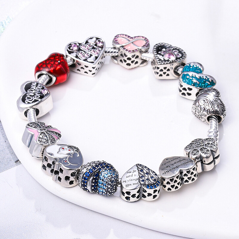 Optional Mother’s Day Gift 925 Sterling Silver Charm CZ For Beacelet Necklace