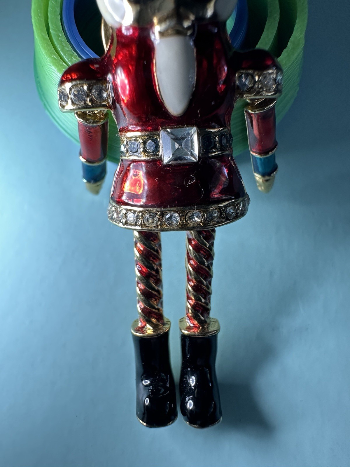 Vintage Avon Articulated Brooch Pin Nutcracker Toy Soldier Rhinestone Enamel