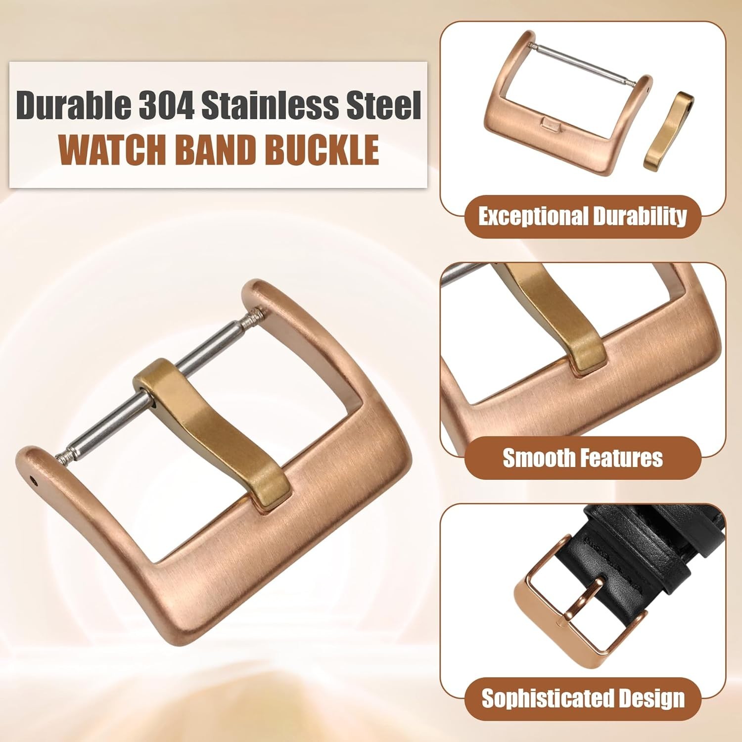 Bronze Watch Strap Buckle 20mm, Tongue Buckle with Spring Bars, Watch Bands C…