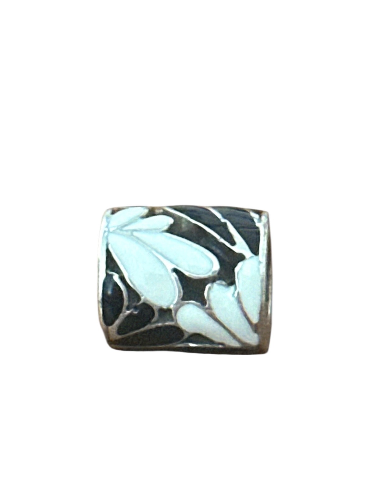Brighton Africa Stories Slider Charm- black & white -round-floral design
