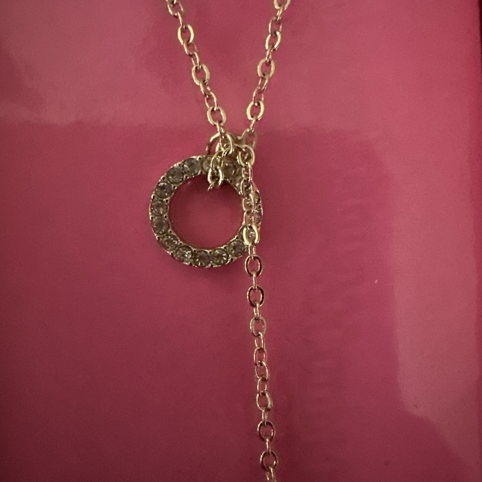 Victoria’s Secret Angel Wing Charm Necklace Pavé Setting in Pink Gift Box
