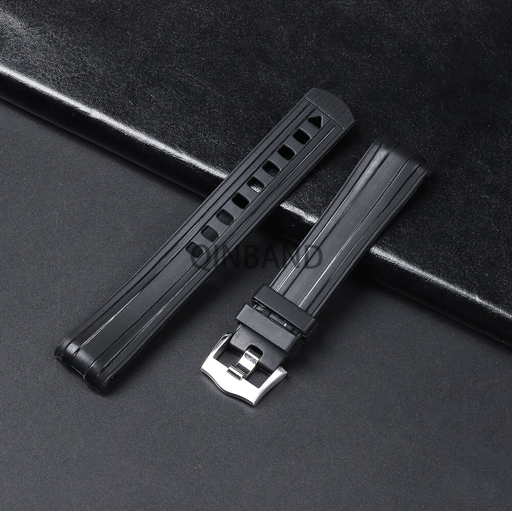 Curved End 20mm Rubber Strap for Omega Seamaster 300 Replacement watch strap