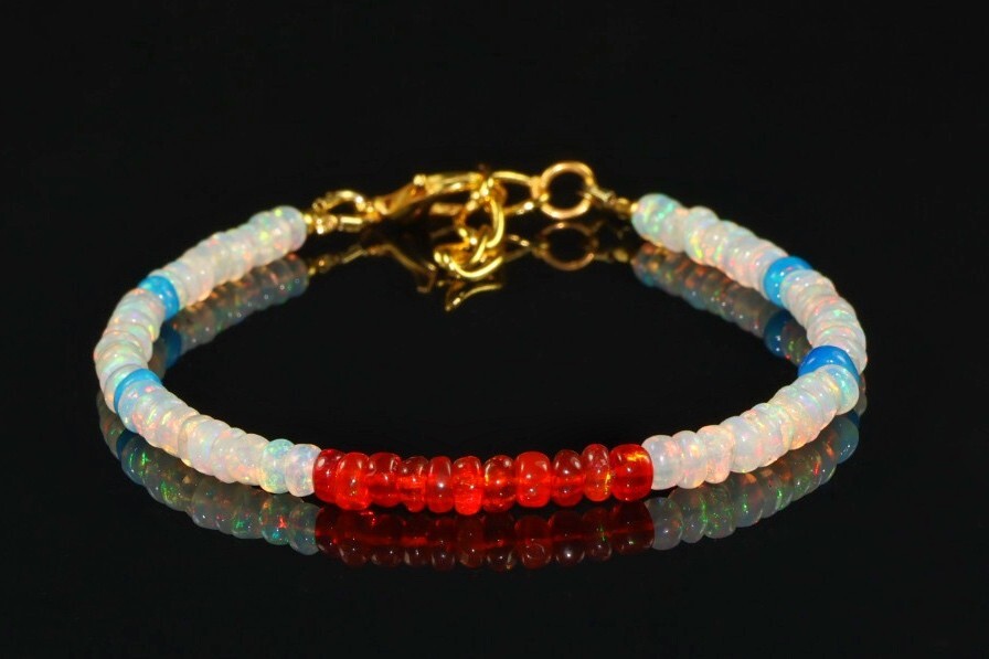 Ethiopian Opal, Opal Bracelet, Opal Gemstone, Smooth Opal Beaded Bracelet