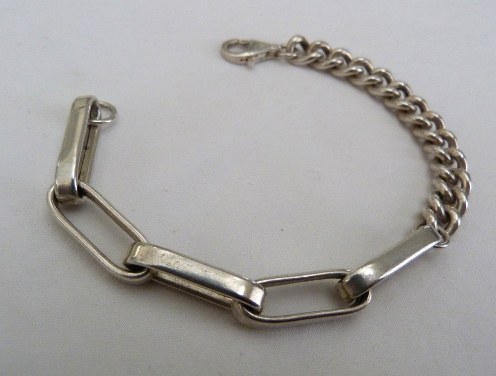 ITALY MILOR 925 STERLING SILVER LARGE LINK CHAIN CHUNKY BRACELET 8″ LONG