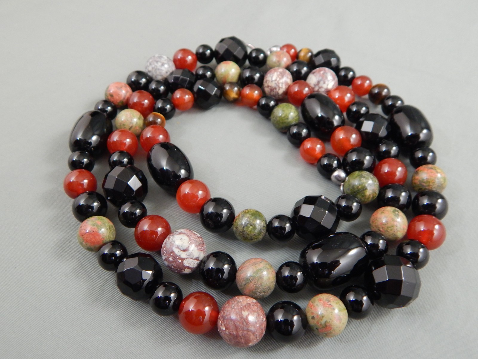 DTR 925 Mine Finds by Jay King Multi Gemstone Onyx Carnelian Bead Necklace 36″