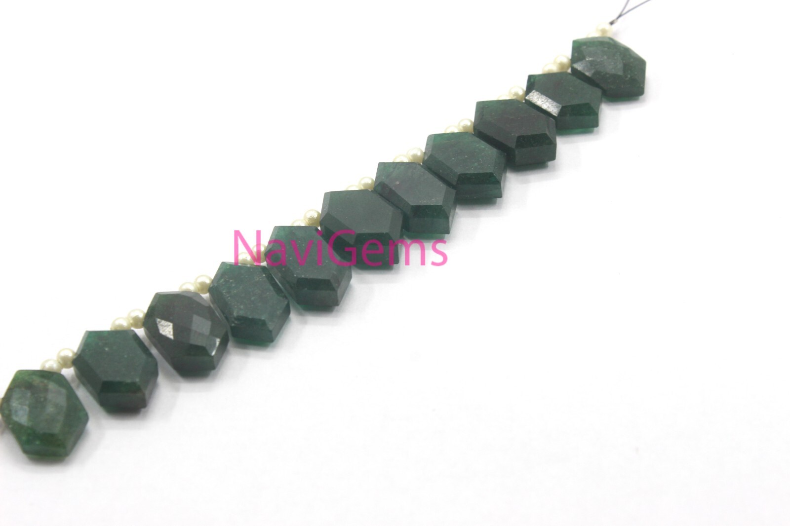 1 Strand Natural Green Aventurine Gemstone AAA Quality Faceted Hexagon