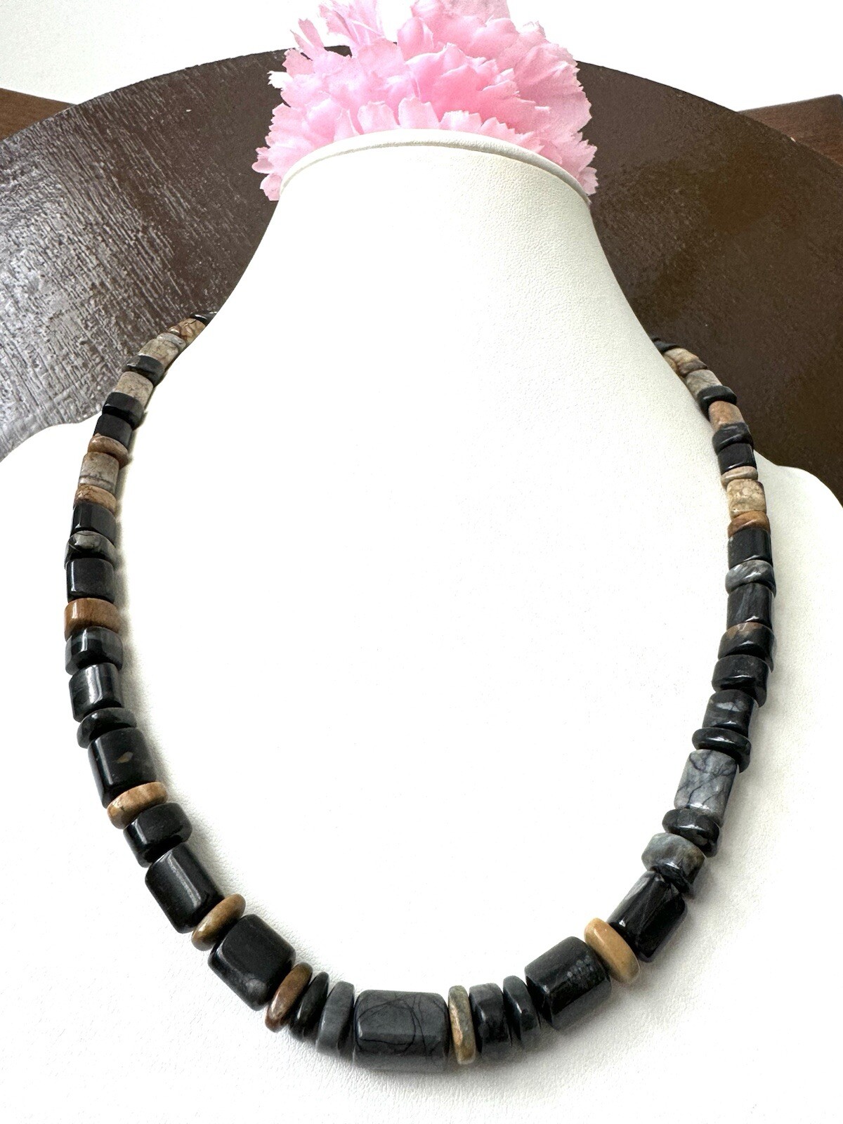 Stunning & natural unique shape mixed color Jasper stone handmade necklace 54grm