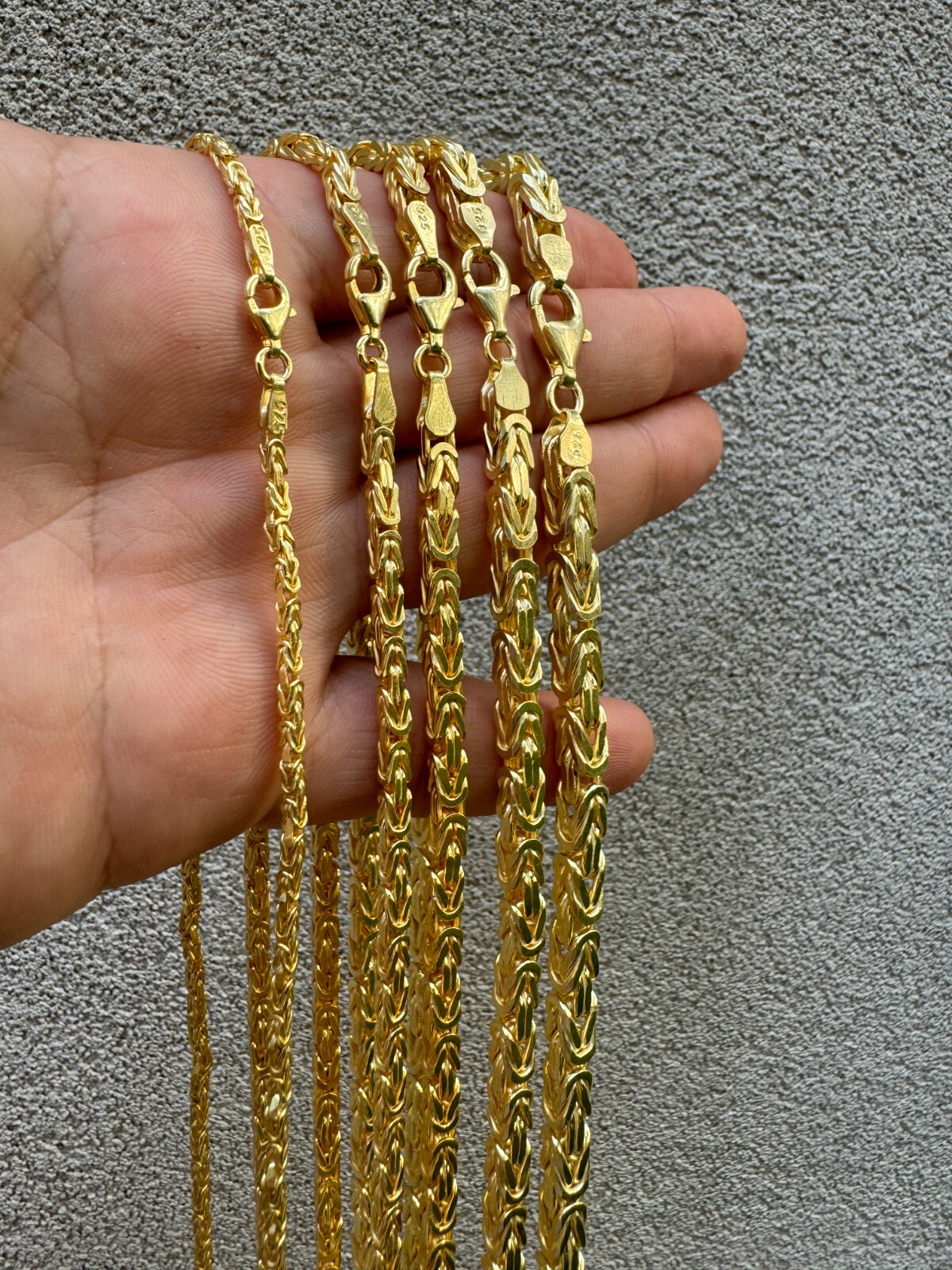 14k Gold Plated 925 Sterling Silver Byzantine Chain Mens Necklace 2.5-5mm 18-30″