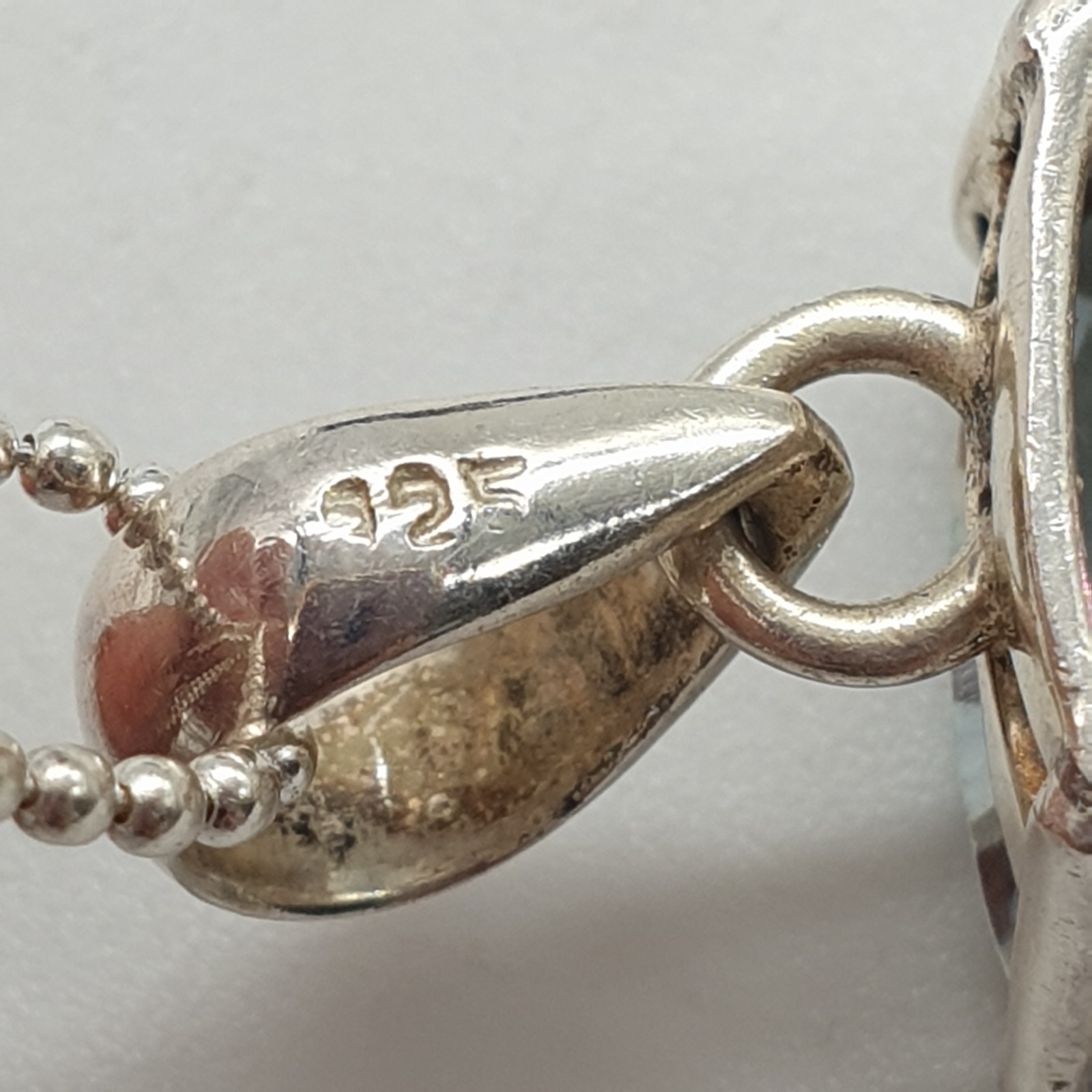 925 Sterling Silver Chain Pendant Necklace Rainbow Watermelon Crystal 45.5cm