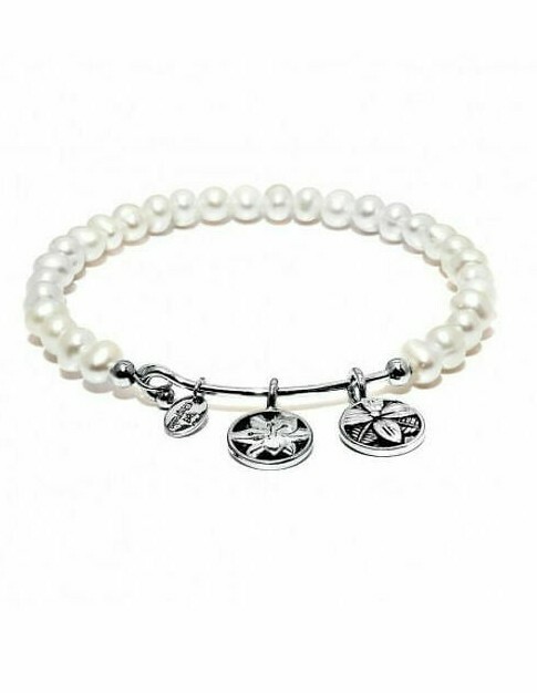 Chrysalis White Pearl Blossom Bangle CRBH0010WP