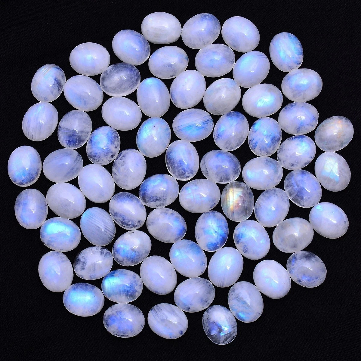 10 Pcs Natural Blue Shine Moonstone 11mm*9mm Oval Cabochon Untreated Gemstones