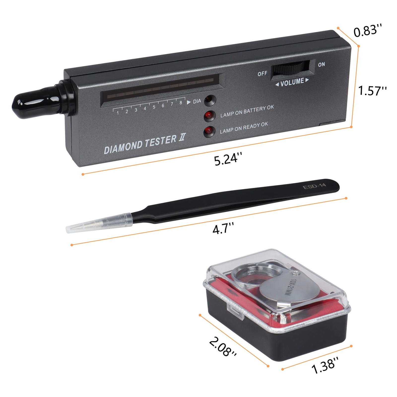 Diamond Tester, Professional Diamond Gem Tester Pen with 10x Magnifier and Tw…